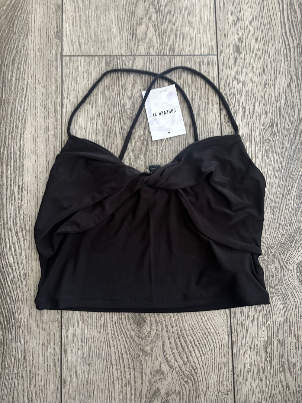 Forever 21 Black Twist-Front Crop Cami